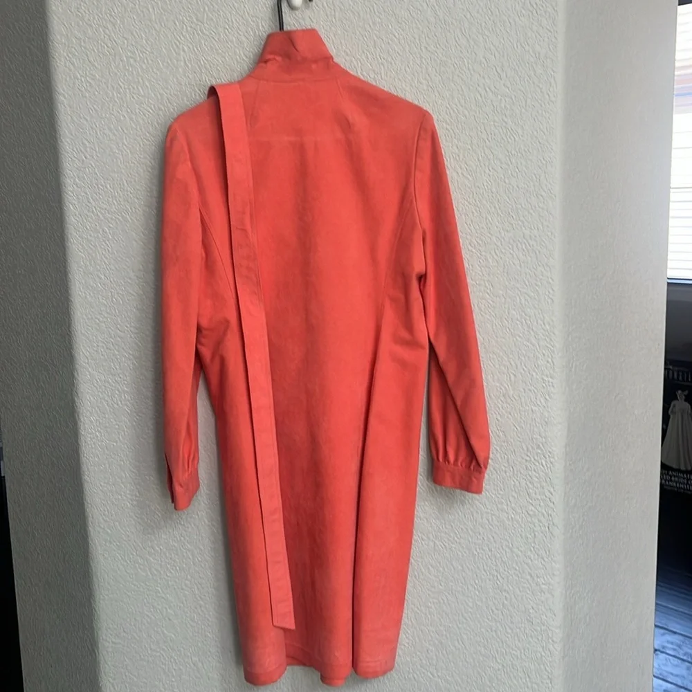 Vintage Halston Suede Salmon Shirt Dress - Picture 8 of 10